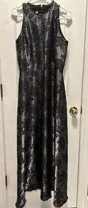 Cache Gray Slip Dress with Black Lace size 6 Whimsy Goth USA HOCO Prom Formal - Picture 1 of 5