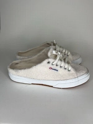 Superga Shoes Sneakers Lace Up Mules Women Size 39 US 8 Ivory Textile  - Image 1 of 4