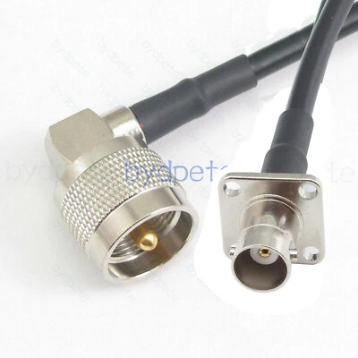 UHF male RA PL259 to BNC female 4 holes Panel Flange with Screw RG58 Cable Kable - Image 1 of 4