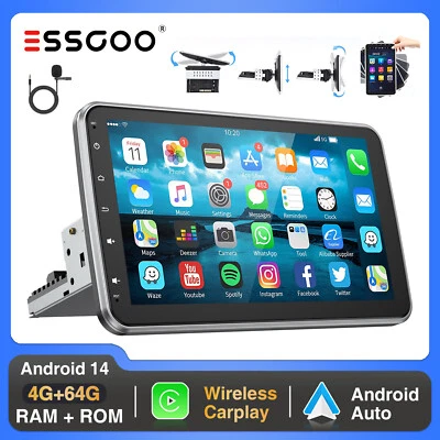 10.1" Single 1 DIN Carplay Autoradio Android 14 GPS Nav Wifi Bluetooth RDS 4+64G - Bild 1 von 4