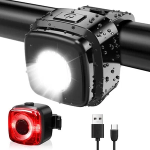 Antimi Fahrradleuchten-Set, StVZO-zugelassen Beleuchtungsset Led IPX5 Frontlicht - Bild 1 von 6