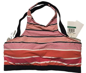 NWT MICHAEL KORS Abby High Neck Swim Top Large, Pink Navy Multi Stripes N7015 - Picture 1 of 6