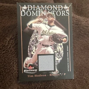 TIM HUDSON 2005 FLEER PLATINUM DIAMOND DOMINATORS GAME-WORN JERSEY #DD/TH - Picture 1 of 7