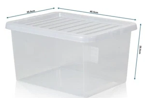 6 x 31L Wham Plastic Storage Shelf Box Stackable Container Secure Clip Lid - Picture 1 of 7