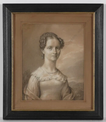 Franz Krueger (1797-1857)-Círculo "Retrato de una dama", dibujo, años 1820 Foto 1 de 4