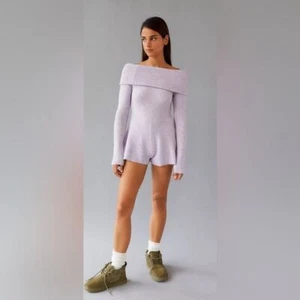 NWOT Sold Out Purple UO Grace Off-The-Shoulder Romper Size S - Picture 1 of 11