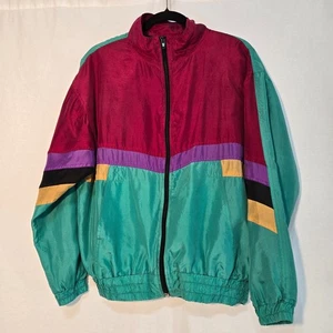 Vintage SARA ROBERTS 90's Y2K Blockecore Multicolor Bomber Jacket UNISEX Size M. - Picture 1 of 19