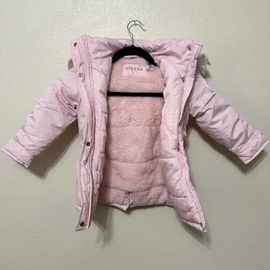 GUESS Girls Zip Up Fur Coat Size M(5-6) Pink - Picture 1 of 14