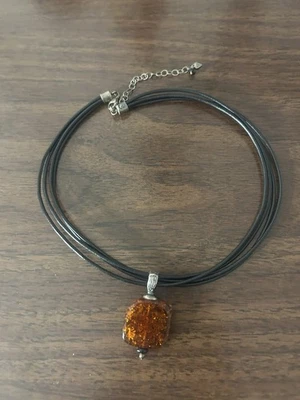 Collar multicordón colgante ámbar plata esterlina Silpada retirado Foto 1 de 2