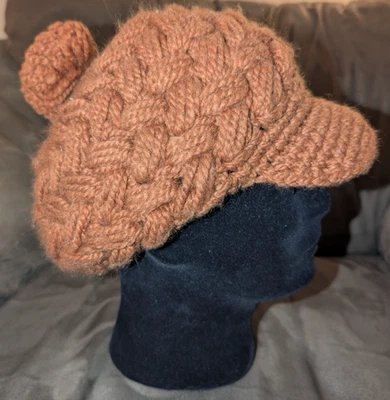 Винтажный крючком коренастый шляпа Newsboy крышка ржавчины оранжевый - стильный 70-х моды - Изображение 1 из 4