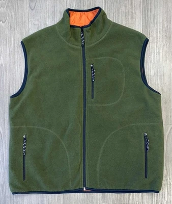 Двусторонний мужской жилет Free Country для улицы зеленый флисовый/оранжевый нейлон размер средний - Изображение 1 из 4