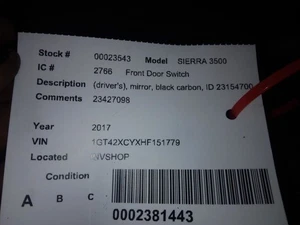 Driver Front Door Switch Classic Style Fits 14-19 SIERRA 1500 PICKUP 425692 - Picture 1 of 12