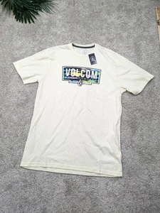 Volcom Shirt Mens M Medium Beige Crew Neck Modern Fit Surf Skate Creme NWT $30 - Picture 1 of 7