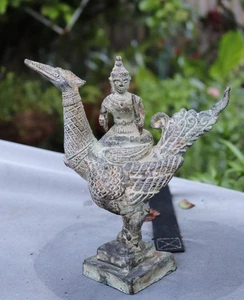 Antiker Bronze Garuda Vogel mit Buddha auf der Rückseite, Indien oder Südostasien, - Bild 1 von 21