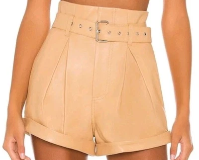 Camila  Coelho Belted Azan Camel Tan Colour Leather Shorts Womens Size Medium  - image 1 of 4