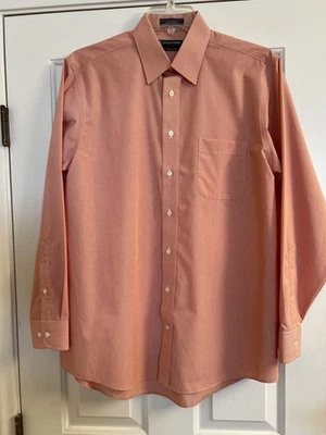 Super Camisa Stafford Performance 16-34-35-Salmón (Naranja Largo)/Rayas Blancas-NUEVA SIN ETIQUETAS Foto 1 de 4