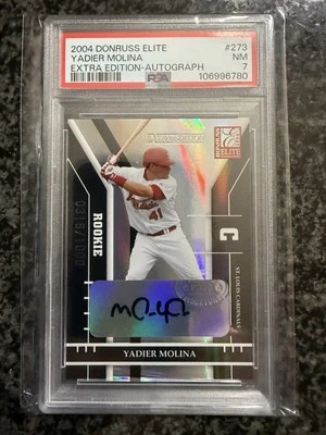 Yadier Molina 2004 Donruss Elite Extra Edition Rookie AUTO #/1000 PSA 7 - Image 1 of 2