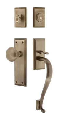 Nostalgic Warehouse 719412 New York Handleset S-Grip Long Plate Antique Brass - Image 1 of 4