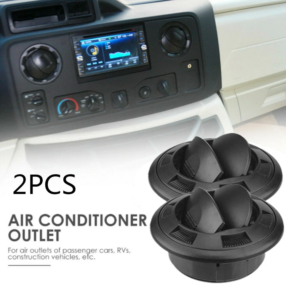 2X Universal 75mm RV Bus Car Boat Yacht A/C Air Conditioning Outlet Vent Black Foto 1 de 4