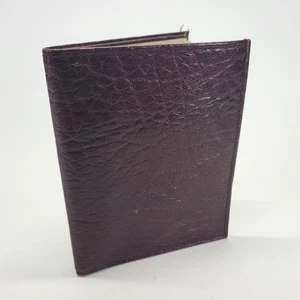 Buffalo Calf Leather Wallet Pebbled Suit Pocket Bifold Photo Brown Vtg - Picture 1 of 10