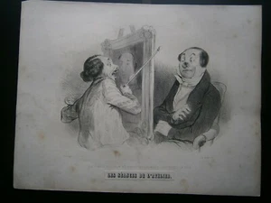 Gravure satyrique humoristique 19°: Peintre peinture: Les séances de l'atelier - Imagen 1 de 1