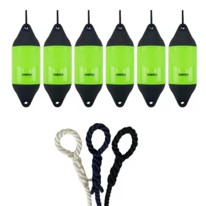 6 x HURRICANE Vortex Boat Fenders: Flo Green PM03 - FREE SPLICED END 10MM ROPE - Picture 1 of 2