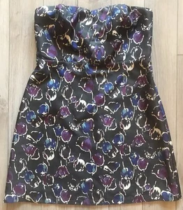 Mini vestido American Eagle Outfitters para mujer 10 florales sin tirantes púrpura azul - Imagen 1 de 9