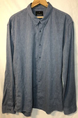 JUNK de LUXE Long Sleeve Button Up Shirt Blue Mens XL 100% Cotton  #DOVYDAS - Image 1 of 4