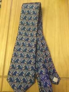 T. M. Lewin. 100% silk tie. Blue background with floral design - Picture 1 of 2