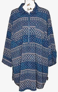 Catherines - Blue Multi-Pattern 1/2 Zip Poly/Spandex Tunic - Women's Size 3X - Picture 1 of 4
