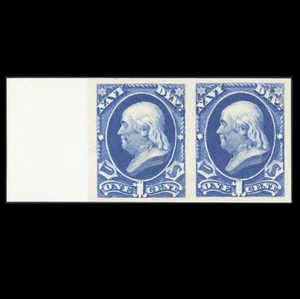 US #O35P3 1¢ OFFICIAL NAVY DEPARTMENT PLATE INDIA PROOF PAIR MOUNTED ON CARD, XF - Picture 1 of 2