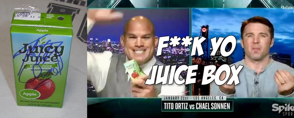 Tito Ortiz Chael Sonnen Signed Juice Box BAS COA UFC Bellator ESPN Steroid Joke - Image 1 of 4