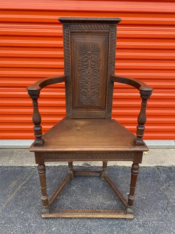 Antique Late 1800s Carved French Renaissance Style Caquetoire Chair Cover