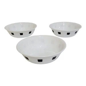 3 Corelle Urban schwarz 6-1/4" Müsli Suppe Dessert Schüsseln schwarz Quadrate an der Seite - Bild 1 von 6