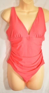 women's Amazon essentials coral 1 piece swimsuit size 10 adj. straps high back - Picture 1 of 9