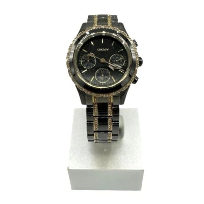 DKNY Two Tone Grey Glitz Swarovski Crystals Chronograph Women's Watch NY8708 - Image 1 of 4