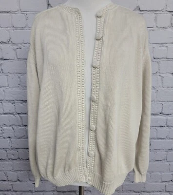 Cárdigan Peruvian Connection L Marfil Minimalista Suéter De Gran Tamaño Tejidos de Lujo Foto 1 de 4
