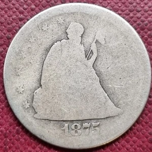 1875 S Twenty Cent Piece 20c San Francisco Silver Coin RARE Circulated #89607 - Picture 1 of 2
