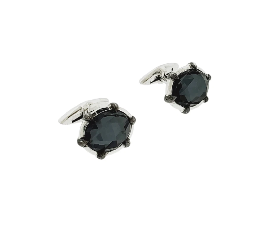 Stephen Webster Classic Gray Crystal Haze Cufflinks In Sterling Silver - Image 1 of 3