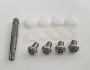 AUDI SECURITY Anti Theft luxury Auto License Plate Screws WHITE Covers bolts - Picture 1 of 3