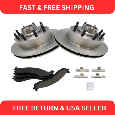 Kit de par de pastillas de freno delanteras y rotor ABS de cerámica para Ford Van Econoline Foto 1 de 4