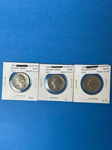 1966 WASHINNGTON QUARTER NO MINT MARK CIRCULATED 1 LOT OF 3 COINS Cover
