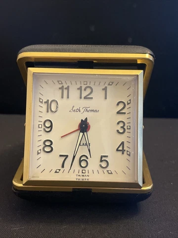 Vintage Seth Thomas Wind Up Travel Alarm Pocket Clock Cover