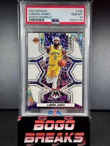 Mosaic Basketball 21-2022 LeBron James White Sparkle Prizm 146 SP SSP PSA 10