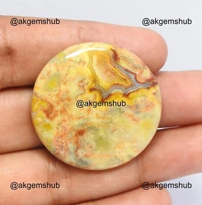 Natural Round Crazy Lace Agate Gemstone 55.00 Cts Meditation Cabochon 34x34x5 mm - Picture 1 of 8