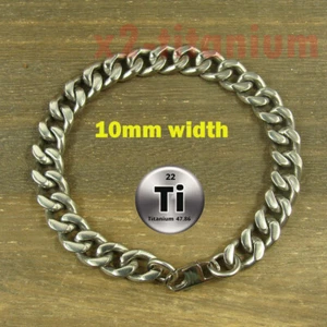 10mm width Pure Titanium Ti Anti allergy Bracelet Curb link Hand Chain XH832 - Bild 1 von 13