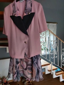 RONNETTA Kleid Gr.38 2 -teilig rosa-grau Brautmutterkleid Crepe Georgette - Bild 1 von 9