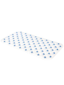 Non-Slip PVC Bath Mat with Blue Polka Dot Texture Transparent  27.5" x 15"