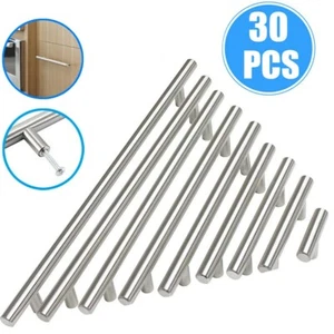 30PCS Stainless Steel T Bar Pulls Knobs Handles Cabinet Door Kitchen Drawer Lot - Picture 1 of 33