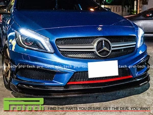 REVO Style Carbon Fiber Front Lip Spoiler For 2013-2014 W176 A180 A250 AMG / A45 - Picture 1 of 2